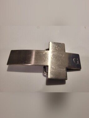 Men's Y2K GUESS Silver Belt Buckle with 'G' Accent